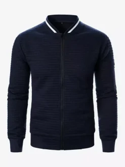 Sweat-shirt homme uni à fermeture éclair et col montant