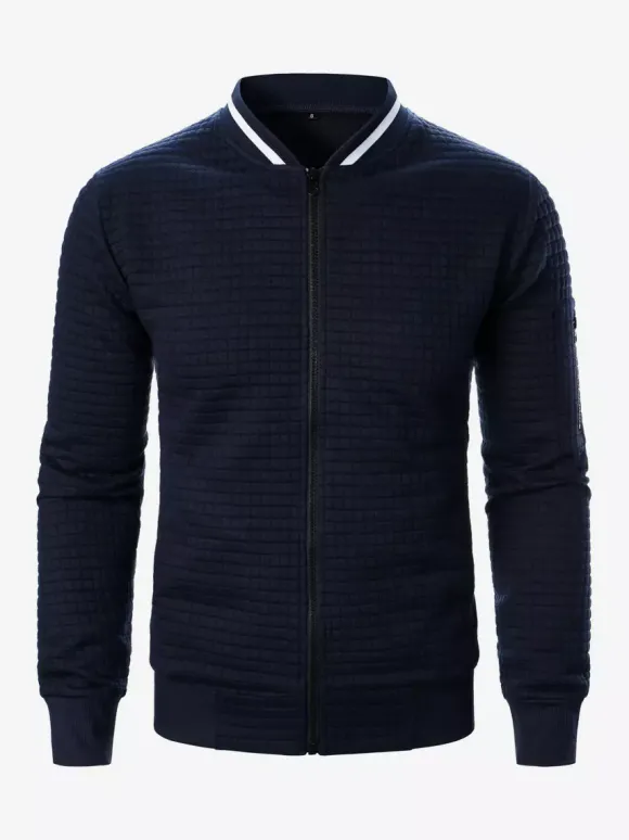 Sweat-shirt homme uni à fermeture éclair et col montant