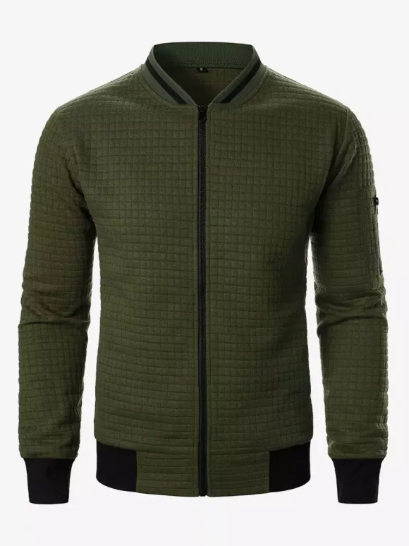 Sweat-shirt homme uni à fermeture éclair et col montant