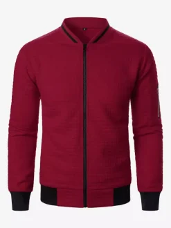 Sweat-shirt homme uni à fermeture éclair et col montant