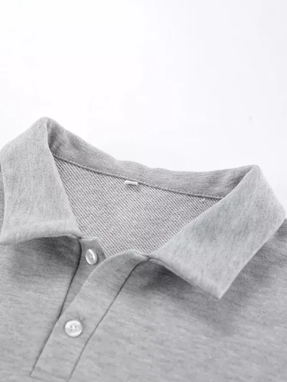 Sweat-shirt polo oversize drapé boutons partiels sur le devant pull basique décontracté
