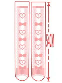 Sweet Lolita bas velours rose coeur Bow imprimé Lolita chaussettes hautes Déguisements Halloween