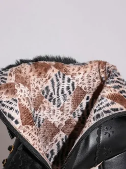 Sweet Lolita Bottes N艙uds Fausse Fourrure Évider Talon Chunky Chaussures Lolita