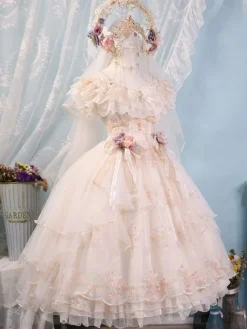 Sweet Lolita Dress Robe de mariée Lolita sans manches en polyester Élastique réglable