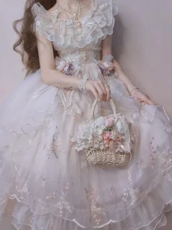 Sweet Lolita Dress Robe de mariée Lolita sans manches en polyester Élastique réglable