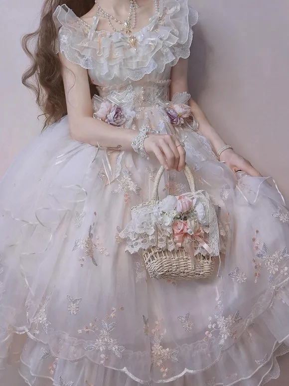 Sweet Lolita Dress Robe de mariée Lolita sans manches en polyester Élastique réglable