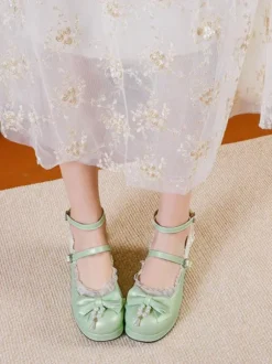 Sweet Lolita Footwear Escarpins Lolita en cuir PU à gros talons blancs