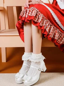 Sweet Lolita Footwear Escarpins Lolita en cuir PU à gros talons blancs