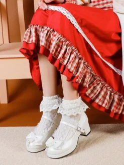 Sweet Lolita Footwear Escarpins Lolita en cuir PU à gros talons blancs