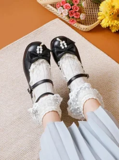 Sweet Lolita Footwear Escarpins Lolita en cuir PU à gros talons blancs
