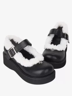Sweet Lolita Footwear Escarpins Lolita en cuir PU à bout rond noir