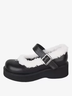 Sweet Lolita Footwear Escarpins Lolita en cuir PU à bout rond noir