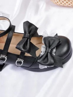 Sweet Lolita Footwear vert clair arcs bout rond en cuir PU pompes Lolita
