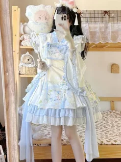Sweet Lolita Outfits Accessoire de couvre-chef sans manches en jacquard bleu bébé