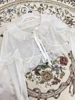 Sweet Ecru Blanc Manches Longues Volants