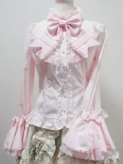 Sweet Lolita Blouse Ivoire Stand col chemise manches longues Lolita Déguisements Halloween