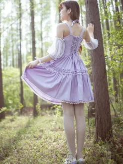 Sweet Lolita Robe dentelle volants en mousseline de soie Lolita Jumper Skirt Déguisements Halloween