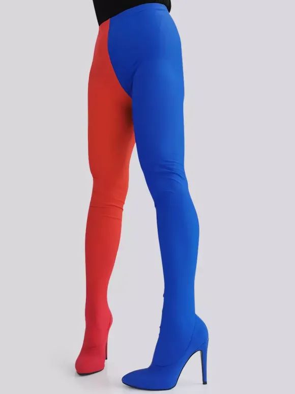 Talon Aiguille Cuissardes Pantalon Bottes Tissu Élastique Femme Sexy