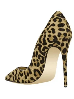 Talon haut escarpins femme bout pointu impimerie léopart