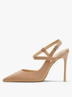Talons hauts pour femmes Sandales à bout pointu noires Escarpins à bride arrière à talon aiguille