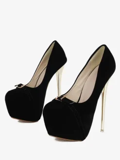 Talons hauts sexy pour femmes détails en métal talon aiguille escarpins supérieurs en micro-daim