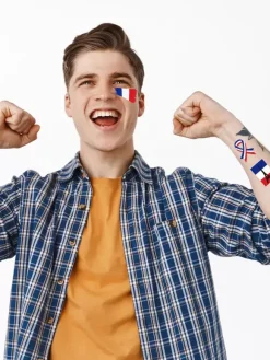 Tatouage Drapeau France Accessoires Homme Chic Polyester Drapeau Bleu Ensemble 10 Pièces