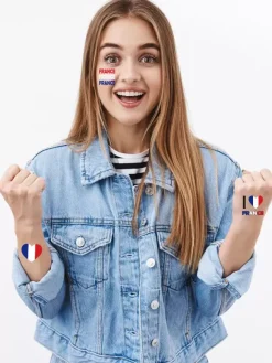 Tatouage Drapeau France Accessoires Homme Chic Polyester Drapeau Bleu