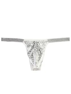 T Back For Men Undershirt Snake Print Polyester Blanc Sous-Vêtements Sexy