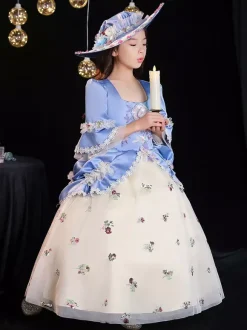 Tea Party en fibre de polyester manches 3/4 Combinaison en polyester Gothique Aqua Kids 'Robes Lolita