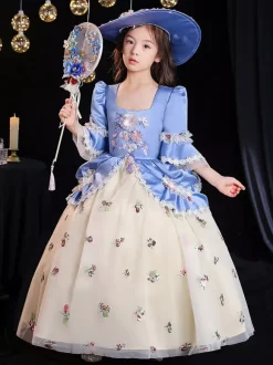 Tea Party en fibre de polyester manches 3/4 Combinaison en polyester Gothique Aqua Kids  'Robes Lolita