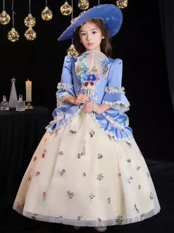 Tea Party en fibre de polyester manches 3/4 Combinaison en polyester Gothique Aqua Kids  'Robes Lolita