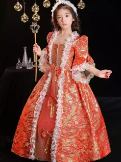 Tea Party en fibre de polyester manches 3/4 robe en polyester robes gothiques rouges pour enfants 'lolita