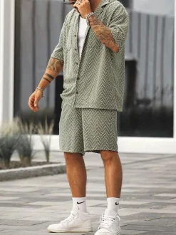 Tenue de Sport Homme 2 Pièces Imprimé Manches Courtes Col Rabattu