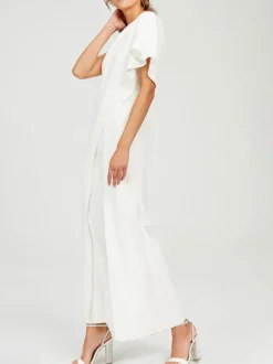 Tenue mariage femme combinaison mariée ivoire à une épaule