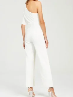 Tenue mariage femme combinaison mariée ivoire à une épaule