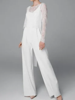 Tenue mariage femme combinaison mariée blanche cape en dentelle