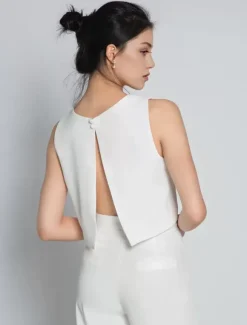 Tenue de mariée 2 pièces Haut et pantalon en crêpe tenue de mariage civil
