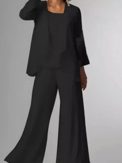 Tenue de mère de mariée Tenue de mariage d'invitée blanche en chiffon 3 pièces