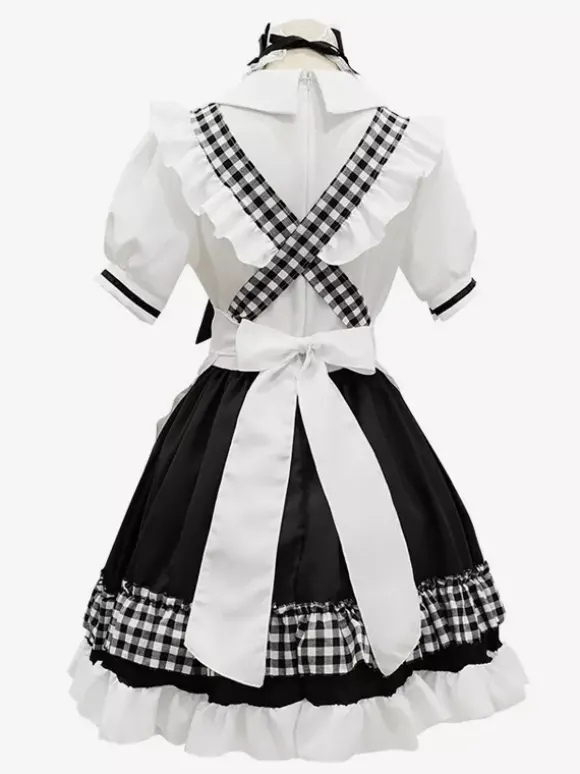 Tenue de soubrette Lolita uniforme à carreaux doux robe de princesse ensemble de costumes de cosplay d'anime