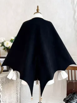Tenues Ouji Lolita noires à manches longues pantalon et manteau Prince noirs et rouges