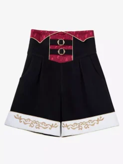 Tenues Ouji Lolita noires à manches longues pantalon et manteau Prince noirs et rouges