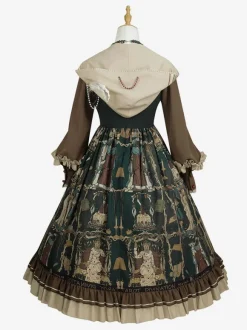 Tenues gothiques Lolita accessoire à manches longues squelette vert foncé