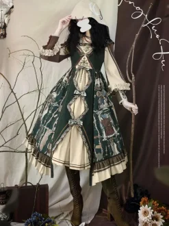 Tenues gothiques Lolita accessoire à manches longues squelette vert foncé