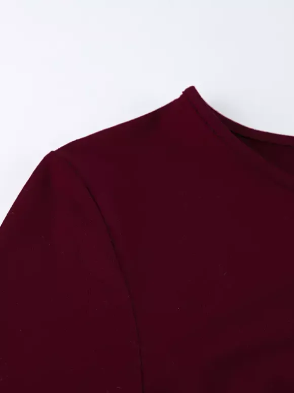 Top femme à manches longues froncées sur les côtés - Coupe ajustée et élégante avec poignets évasés - Style streetwear printemps 2026