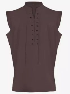Top Vintage noir Vintage à lacets sans manches Polyester Polyester Fiber gilet rétro Costumes pour homme Bourgogne