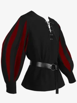Top Noir Blanc Vintage Rétro Rayures Manches Longues Vintage Costumes Pour Homme Déguisement Vintage Bourgogne