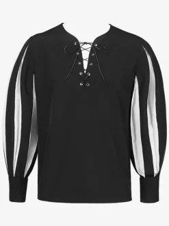 Top Noir Blanc Vintage Rétro Rayures Manches Longues Vintage Costumes Pour Homme Déguisement Vintage Bourgogne