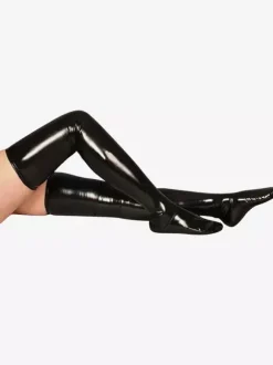 Toussaint Cosplay Bas long attrayant noir en PVC Déguisements Halloween