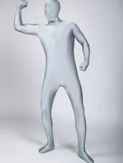 Toussaint Cosplay Costume de zentai gris unicolore en lycra spandex Déguisements Halloween