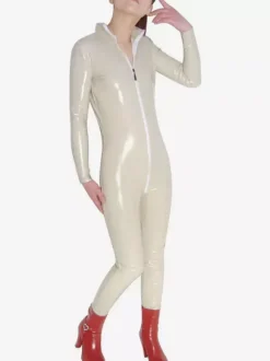 Toussaint Cosplay Combinaison PVC du Couleur Crème brillant ouverte en face Déguisements Halloween